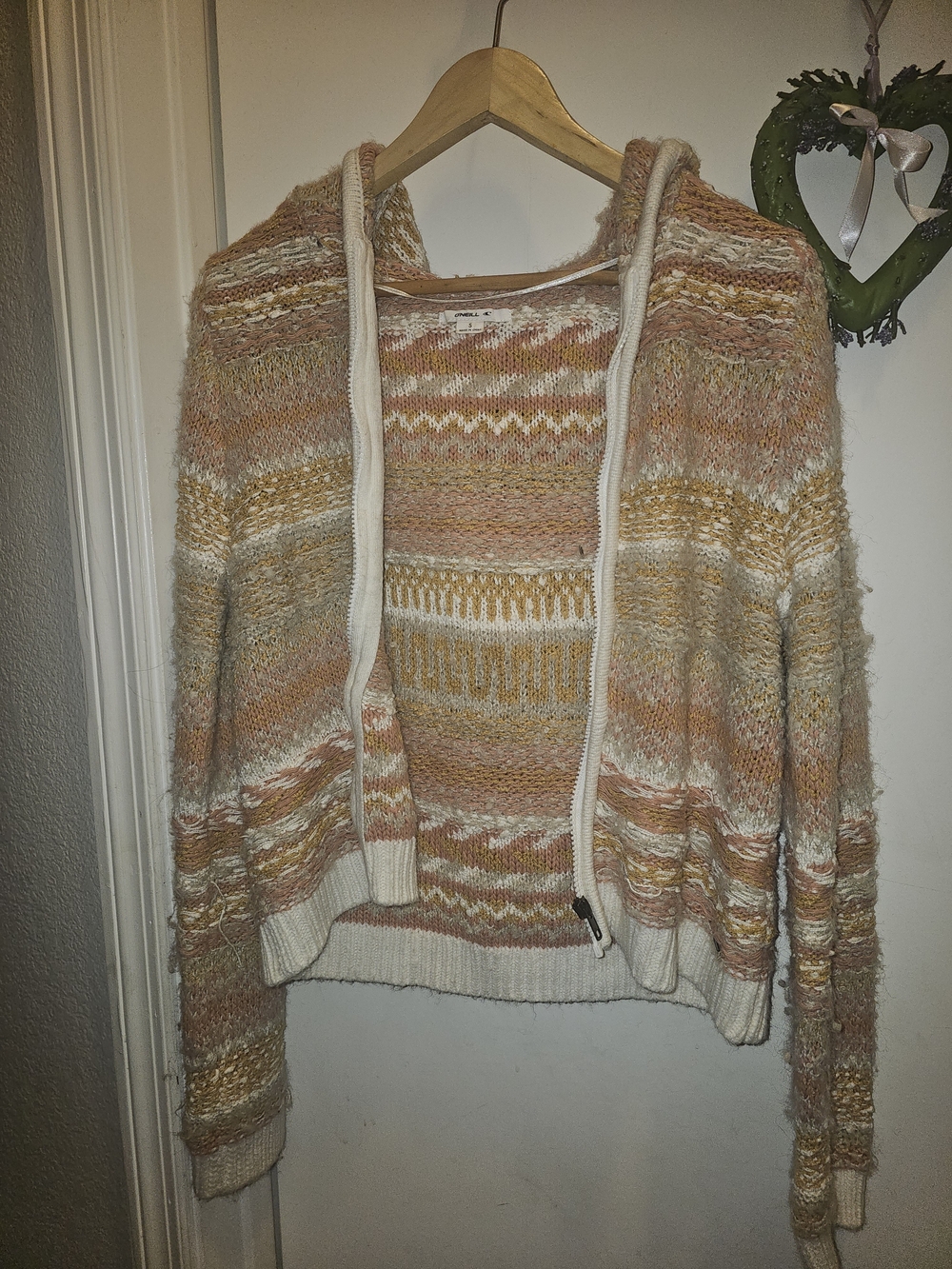 O'Neill Women's Knit Full Zip Hoodie Sweater Sz S Boho